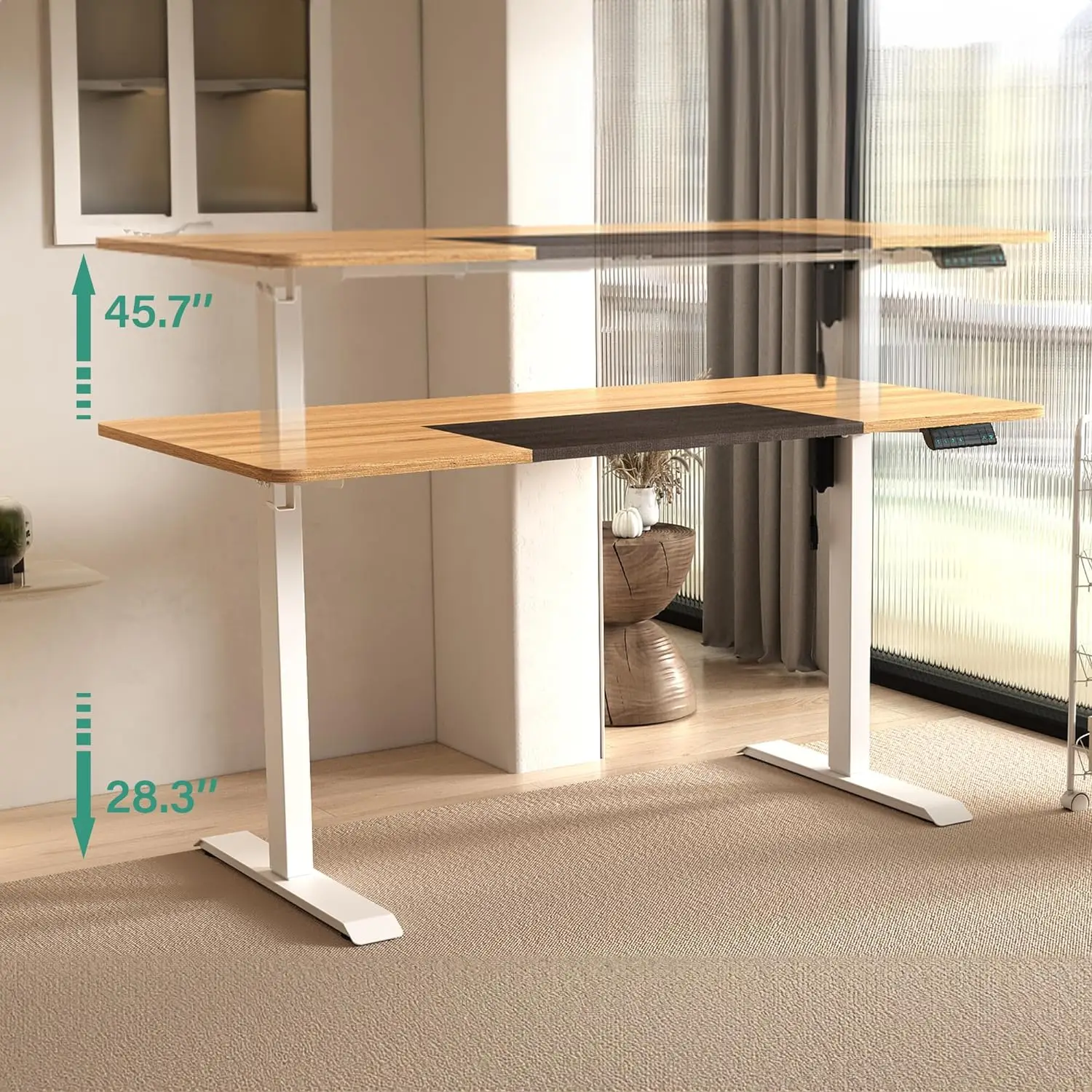 Monomi-Elektrisch Staand Bureau, In Hoogte Verstelbaar Ergonomisch Kantoor Aan Huis Zit Opstaand Bureau Met Geheugen, 55X28 Inch