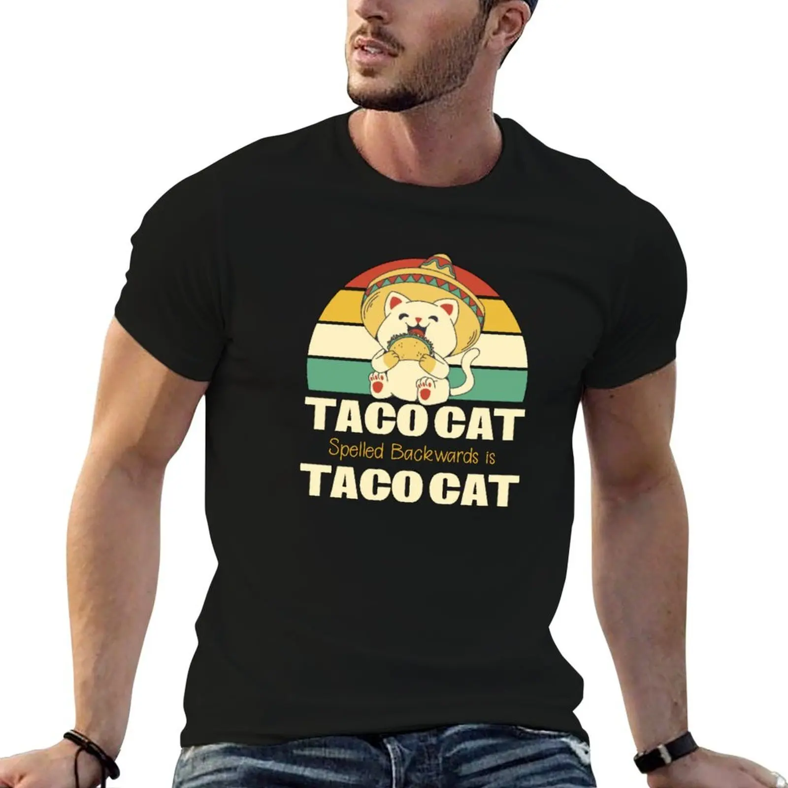 Taco Cat Spelled Backwards Is Taco Cat Retro Sunset T-Shirt gifts for boyfriend man t shirt designer t shirt men