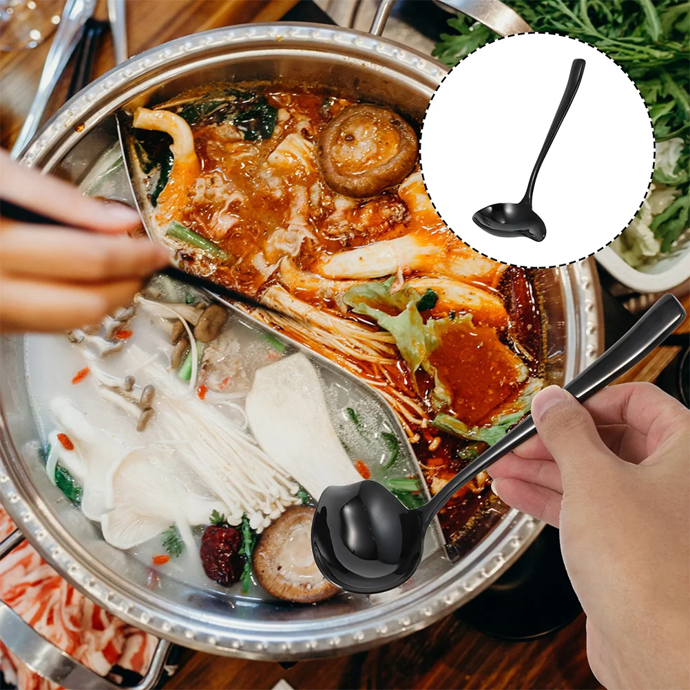 

Stainless Steel Sauce Ladle Long Handle Pouring Spout Kitchen Gadget Restaurant Serving Soup Spoon Polished Design