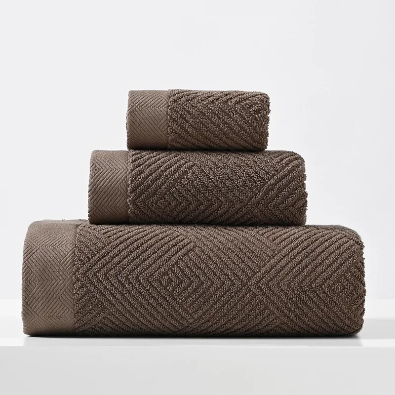 3pcs/Set Cotton Towel Bath Towel Sets Solid Color Thicken Bathroom Towels Set Soft Comfortable Strong Absorbent Towel Set