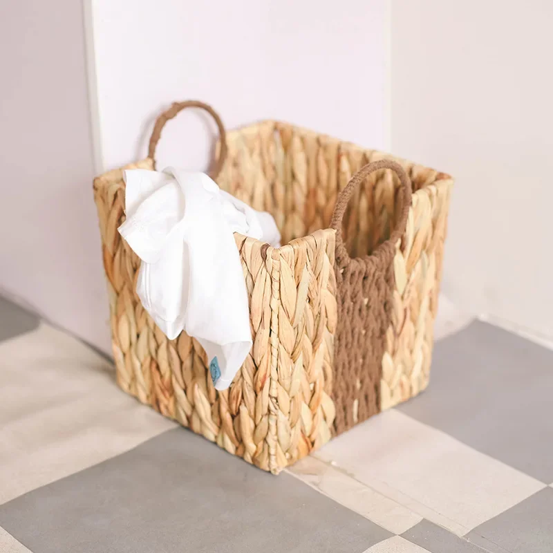 Japanese Water Gourd Straw Storage Basket Organizer Woven Container Desktop Grocery Storage Wicker Basket