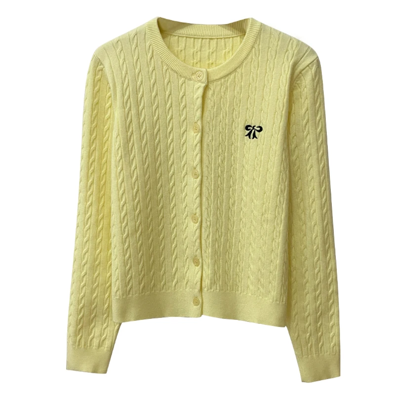 Rood gebreid open vest damestop high-end vroege herfst 2025, nieuwe Sle Sweet Sle College patroon lange Sve normale pasvorm