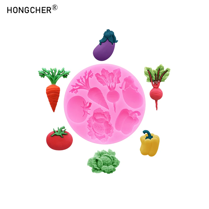 Karotten-, Auberginen- und Chili-Gemüse-Themen Silikon-Kuchenformen; Pilzmousse-Backformen; Französische Gebäckdekorationen