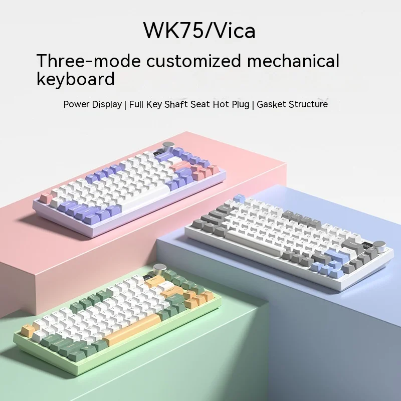 K75 Customized Mechanical Keyboard Keycap Three-module Kit Wireless 2.4g Bluetooth Gasket Structure Hot Plug Axle Seat Game Rgb