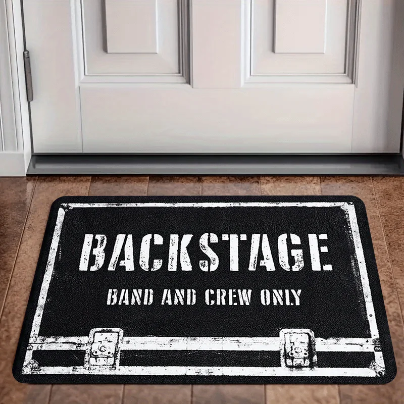1pc BACKSTAGE Rock Band Doormat Flannel, Music Festival Doormat, Front Doormat, Entrance Mat, Hall Doormat, for Outdoor Doorways
