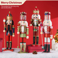 38CM Christmas Nutcracker Puppet Wooden King Soldier Doll Vintage Handcrafts New Year Gift Party Ornament Home Office Decoration