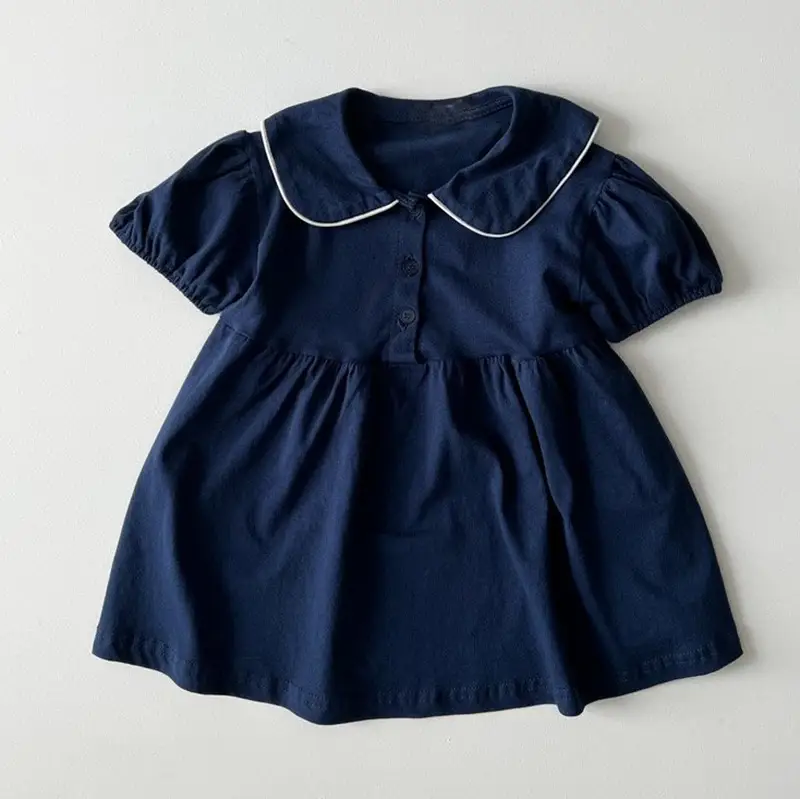 2026 Summer New Girls Flower Embroidery Collar Dress Children Short Sleeve Casual Dress Cotton Baby Girl Cute Lapel Dress - Image 4