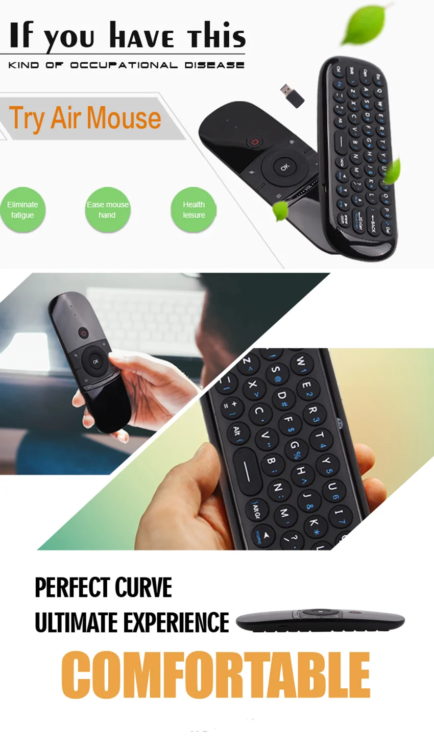 Wechip W1 Air Mouse 2.4G Wireless Keyboard Remote Control IR Remote Learning 6-Axis Motion Sense for Smart TV Android TV Box PC