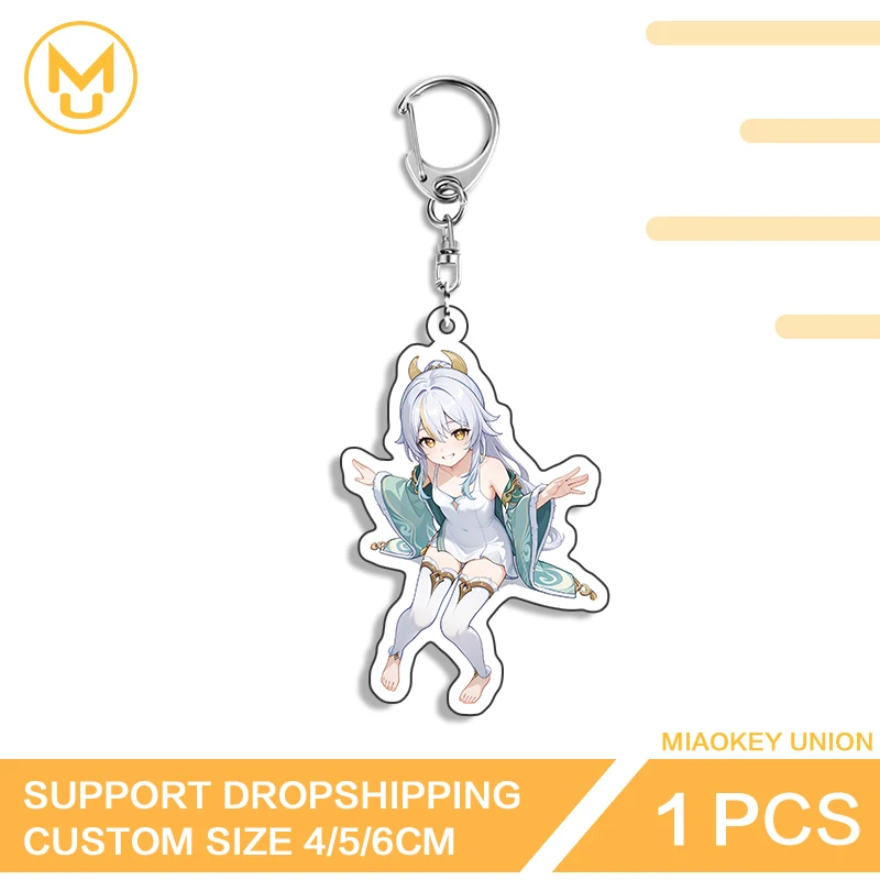 Genshin Impact Zibai Lively Girl Key Holder Amusing Personality Key Chain Portrait Lobster Clasp Suitable For Toys Hobbies Gifts