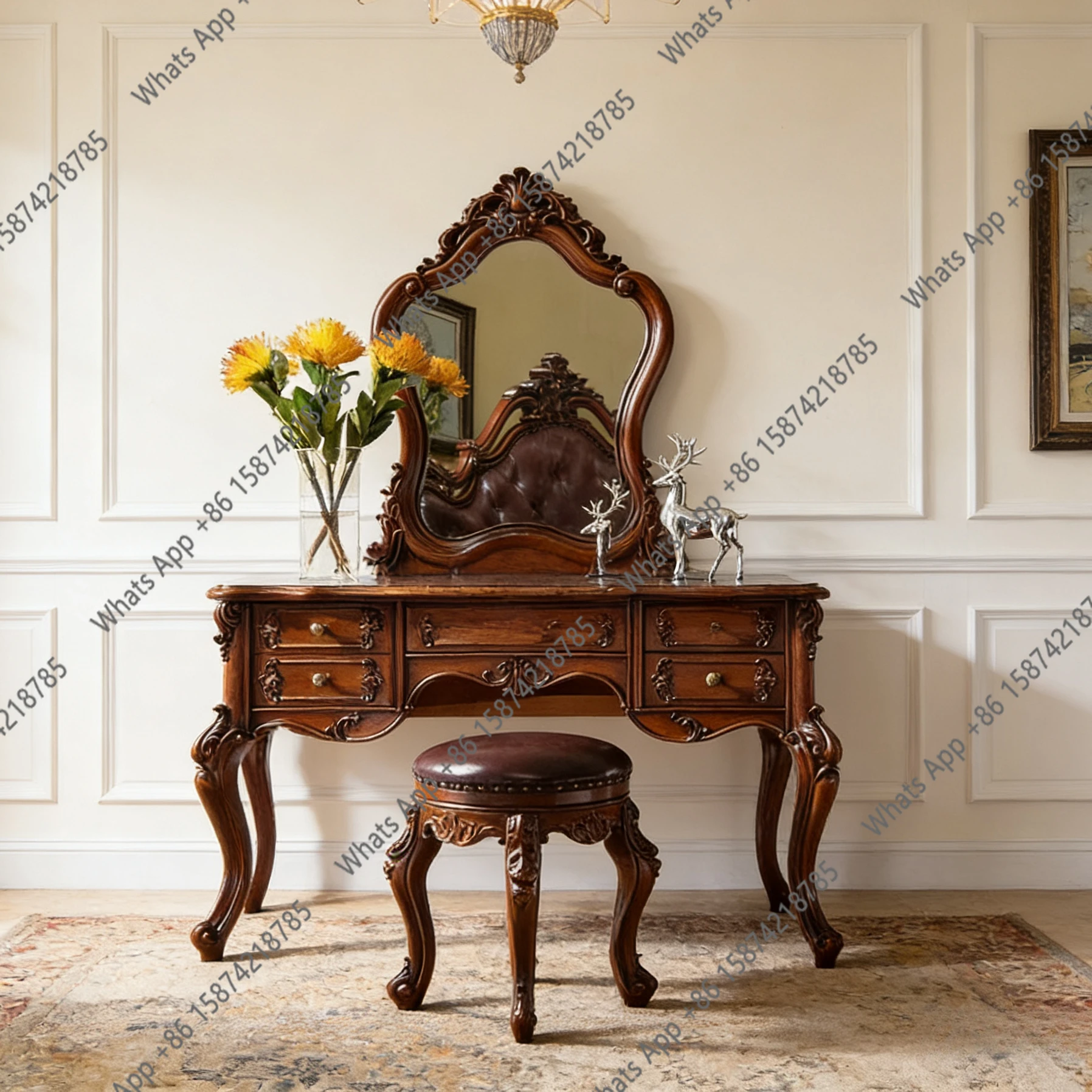 small retro dressing table Vintage French style small dressing table with mirror