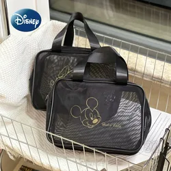 Disney Mickey New Cosmetic Bag Mesh Transparent Women's Portable Cosmetic Bag Fashion Beach Bag Large Capacity High Quality