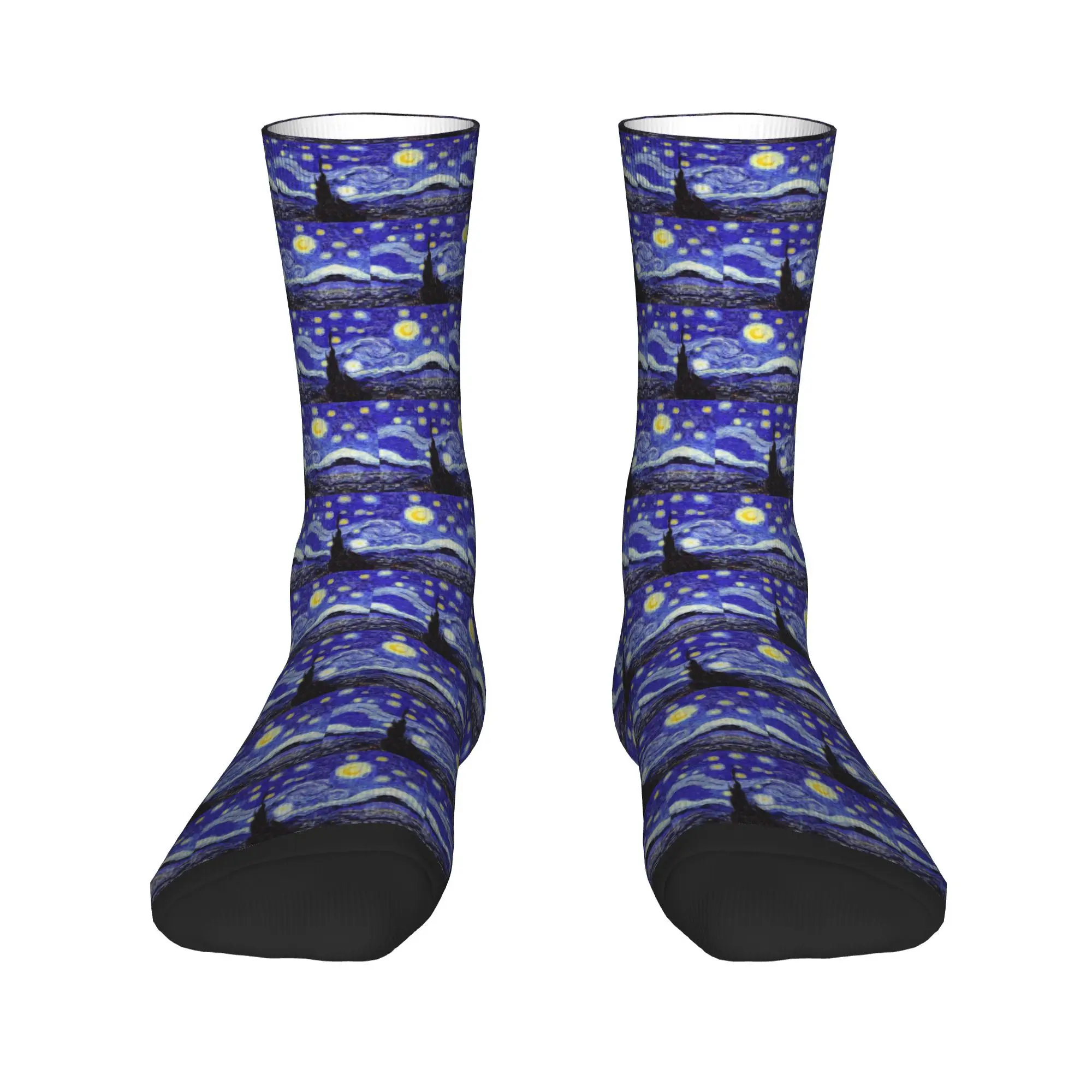 All Seasons A Starry Night Van Gogh Mountain Inspiration Socks Harajuku  Stockings Sport Middle Tube Socks Soft Christmas Gifts