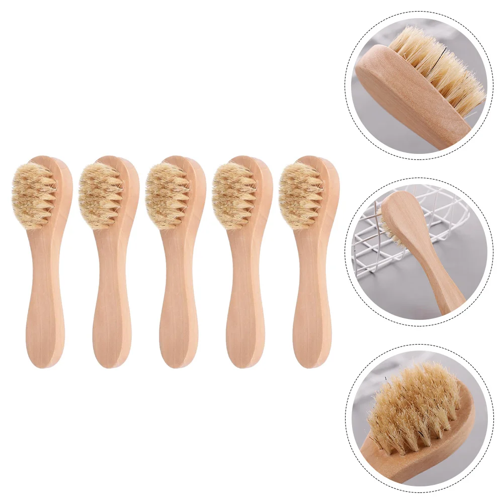 5 Pcs Face Brush Women Facial Wooden Skin Care Tools Scrubber Pore Deep Cleansing Washing Cleaner Home Oil Cleanser for