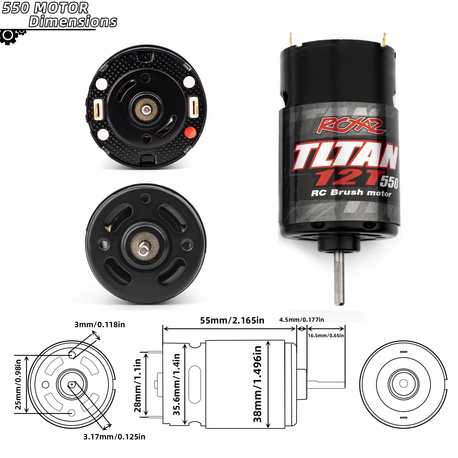 RCZIPROY 550/540 Motor cepillado impermeable para eje de pista 1/10 RC SCX10 AXI03007 90046 TRX4 TRX6 Redcat Gen8 Tamiya HSP RC Motor