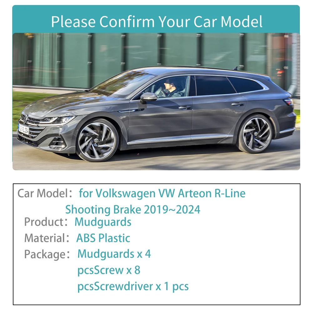 Car Mud Flaps for Volkswagen VW Arteon R-Line Shooting Brake 2019~2024 Mudflaps Mudguards Splash Guards Fender Part Accessories