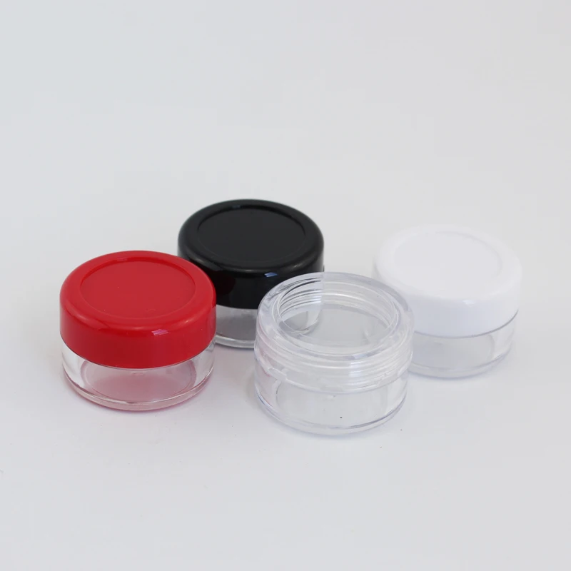 6g X 50pcs  Empty Round Transparent Sample Container , Mini Plastic Bottles Jars With Colorful Screw Cap Cosmetics Packaging Box