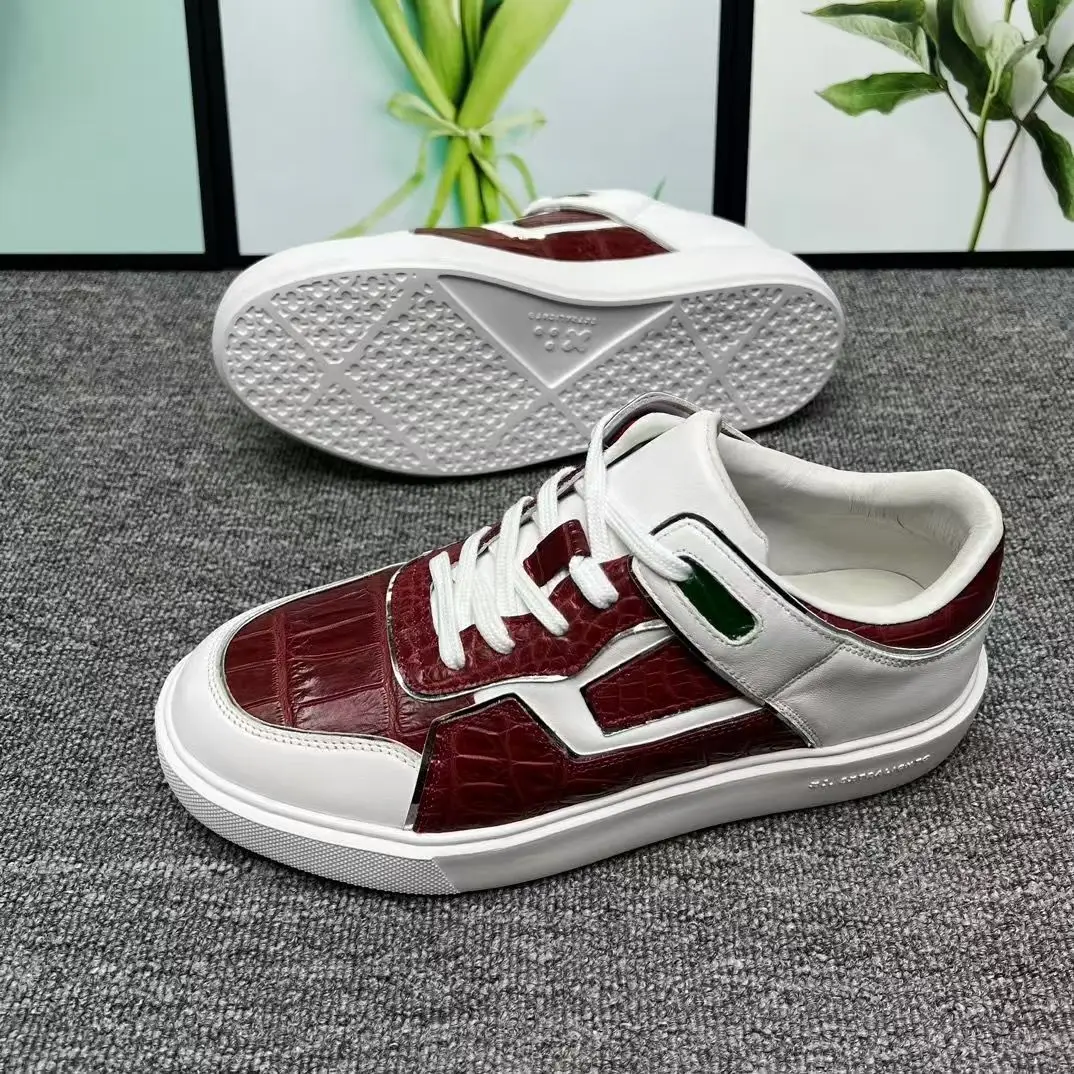 2025 new arrival Crocodile Skin causal shoes men,male Genuine leather snakers PD608