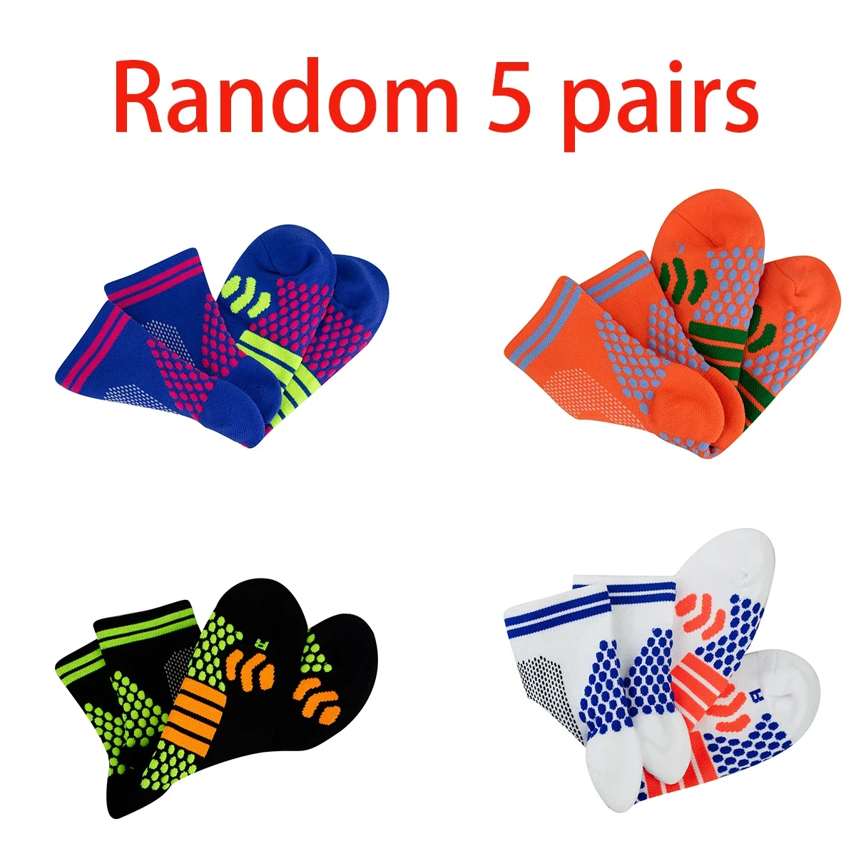 

Five pairs of 2024 style anti-slip sports socks are randomly selected