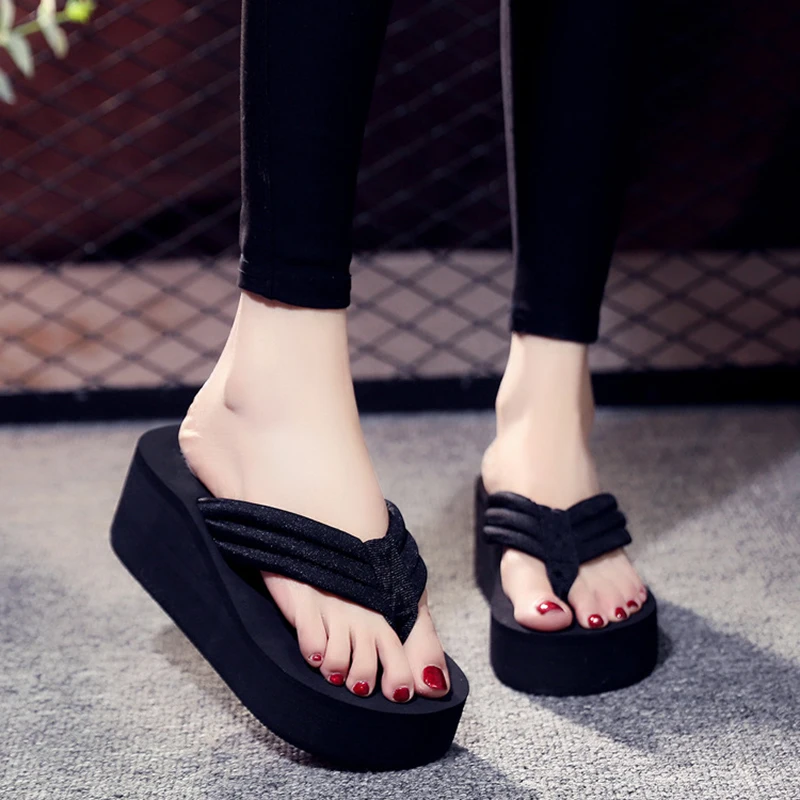 Women Slippers Bohemian Shoes Platform Ladies Open Toe Sandals Wedges Beach Home Slippers  Flip-flop Slides Pantuflas Mujer ﻿