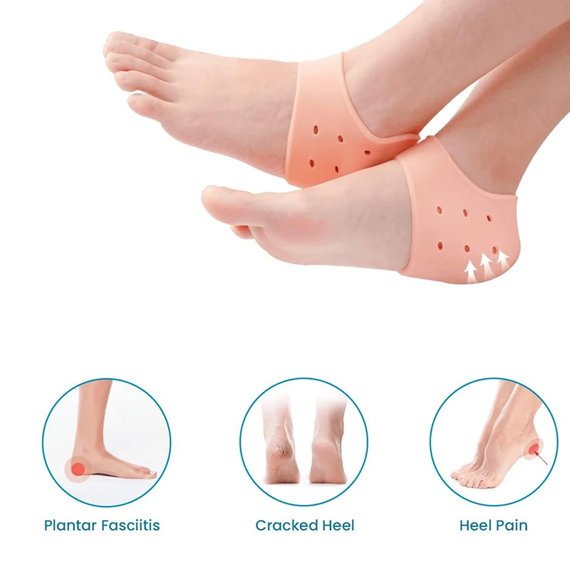 1pair Gel Silicone Heel Protector Heel Gel Heel Pads Sleeve Socks Feet Care Skin