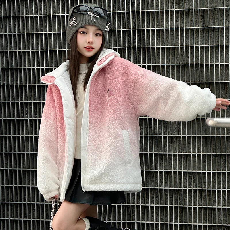 New woolen sweater jacket for children autumn long sleeved warm jacket for boys winter imitating lamb wool cotton coat for girls