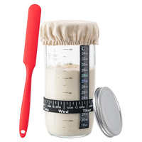 Sourdough Starter Jar Kit 24oz 730ML Glass Sourdough Bread Baking Supplies Fermentation Kit with Date Marked Feeding Band JT430