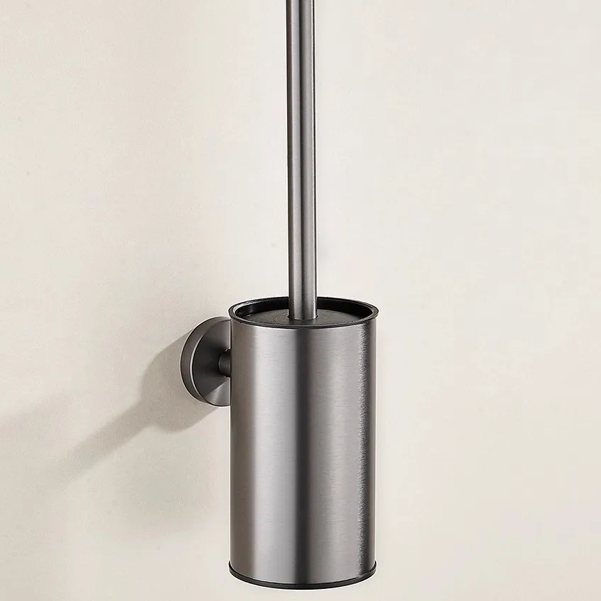 

Gray 304 Stainless Steel Floor Standing Toilet Brush Holder Odor Proof Bathroom Cleaning Tool Rack