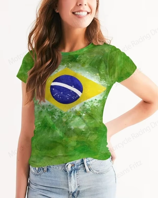 Brazil Flag 3d Print Tshirt Men Women Fashion Oversized T-shirt Harajuku Short Sleeve Tops Tees Brasil Flag T shirt Women