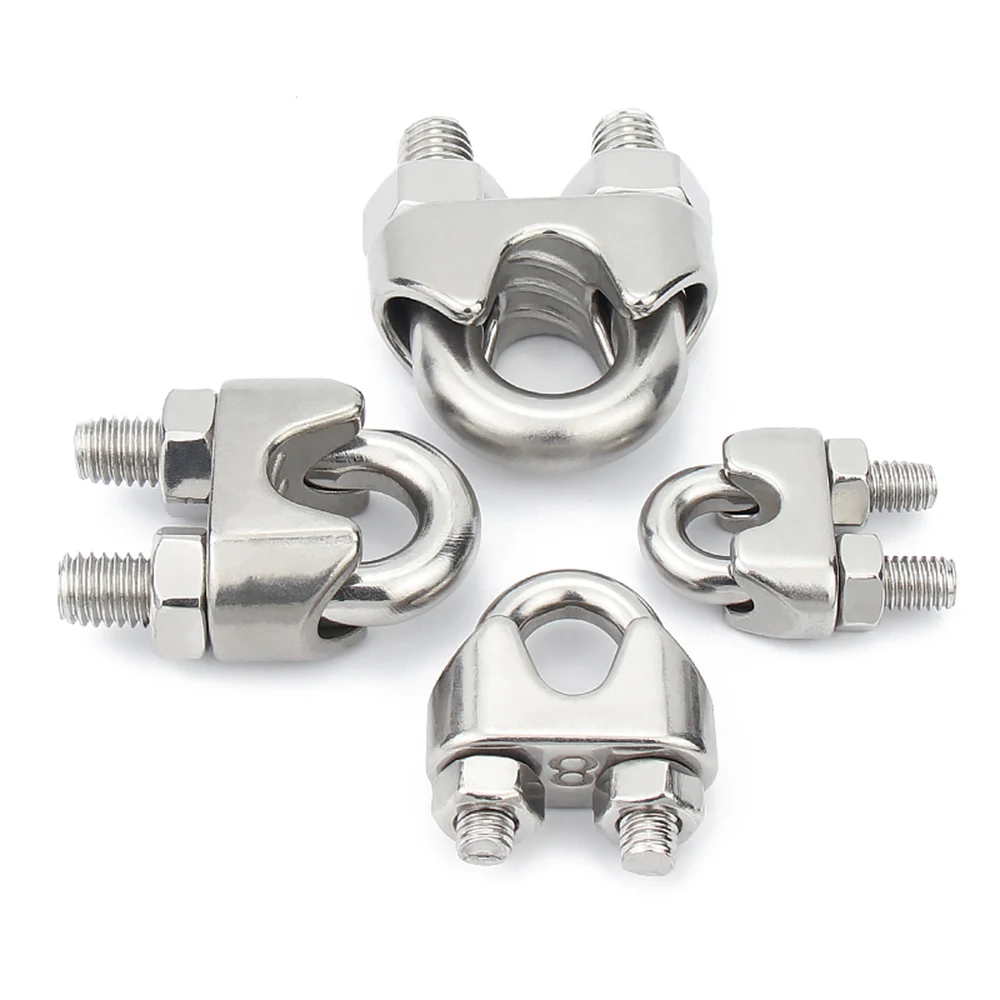 10pcs Stainless Steel Wire Rope Clips U-shaped Clamp Adjustable Metal Screw Clip Cable Fastening Accessories M2/M3/M4/M5/M6/M8