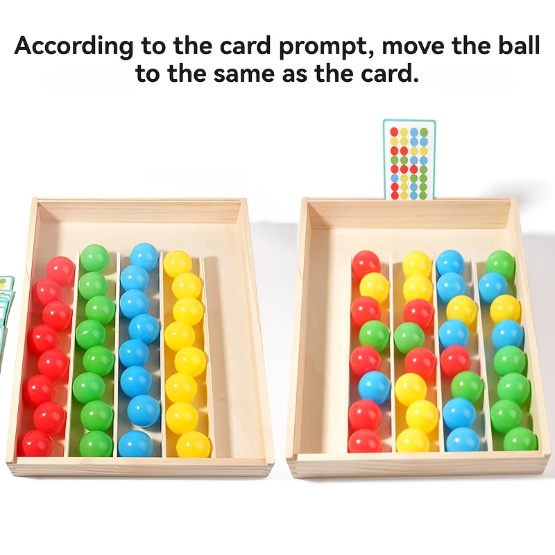 Brinquedo de bola de classificação colorida-melhora a observação, coordenação mão-olho e pensamento lógico, brinquedo sensorial educacional de madeira