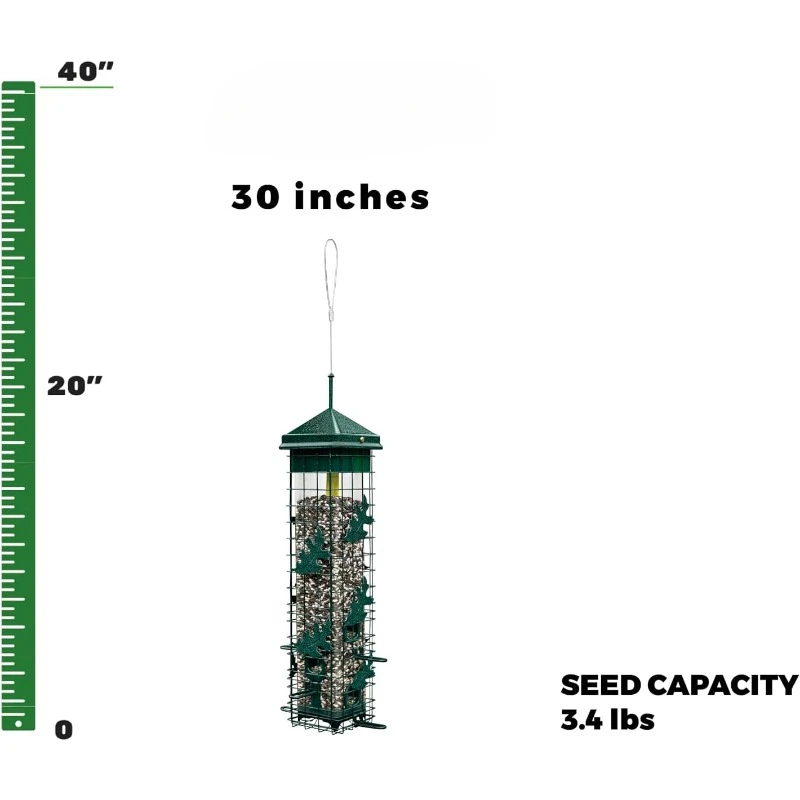 Squirrel Solution200 Squirrel-proof Bird Feeder w/6 Feeding Ports, 3.4-pound Seed Capacity, Free Seed Funnel，home.