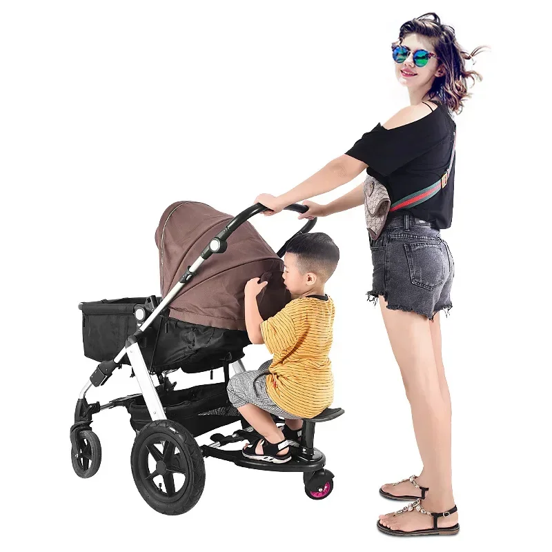 Fashion Children Stroller Pedal Adapter Second Child Auxiliary Trailer Twins Scooter Hitchhiker Kids Standing Plate with Seat