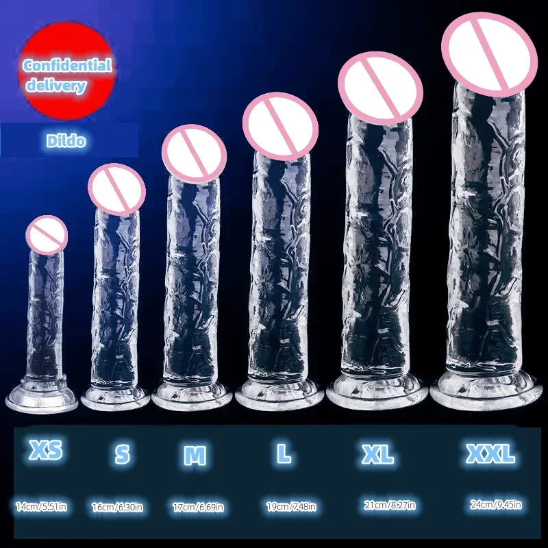 7 dimensioni realistico Dildo trasparente XL pene in Silicone con tappi a ventosa per le donne masturbazione anale adulti giocattoli del sesso Gay 18G-spot