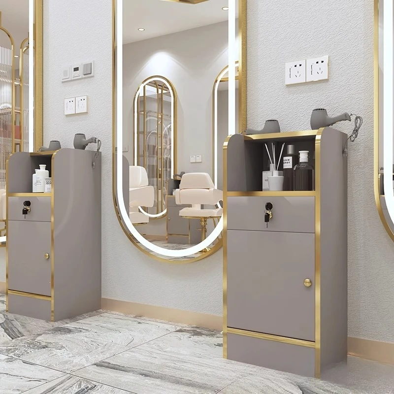 

Barber shop tool cabinet Hair salon special vertical type hair cutting rack tool table Solid wood multi-functional hair salon