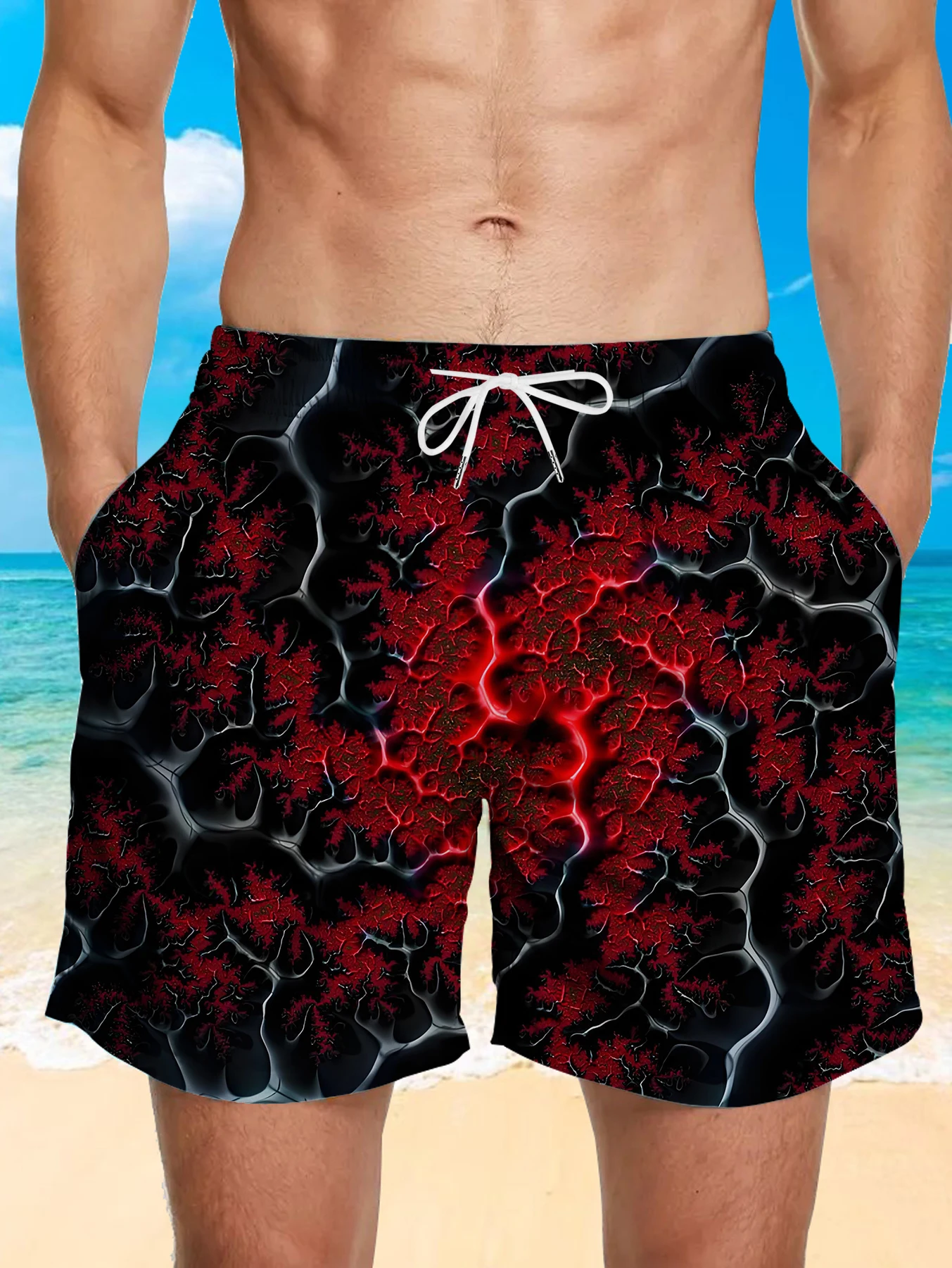 

Fashion Digital Full Print Beach Pants Men Lightweight Quick Dry Casual Shorts