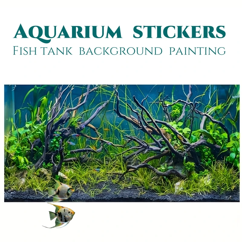 Flussbettzweige, Aquarium-Hintergrundbild, Aquarium-Hintergrundmalerei-Aufkleber, Selbstklebend, Landschaftsornamente
