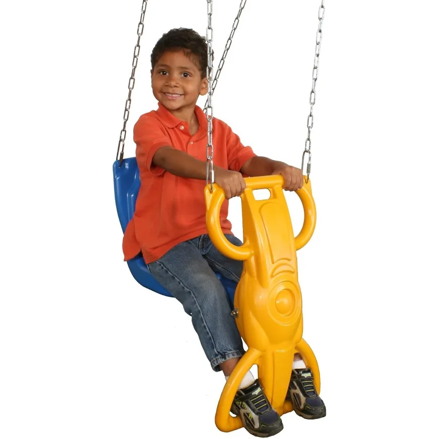 Swing-N-Slide Wind Rider Glider Swing Amarillo Azul 72H x 14W x 25L