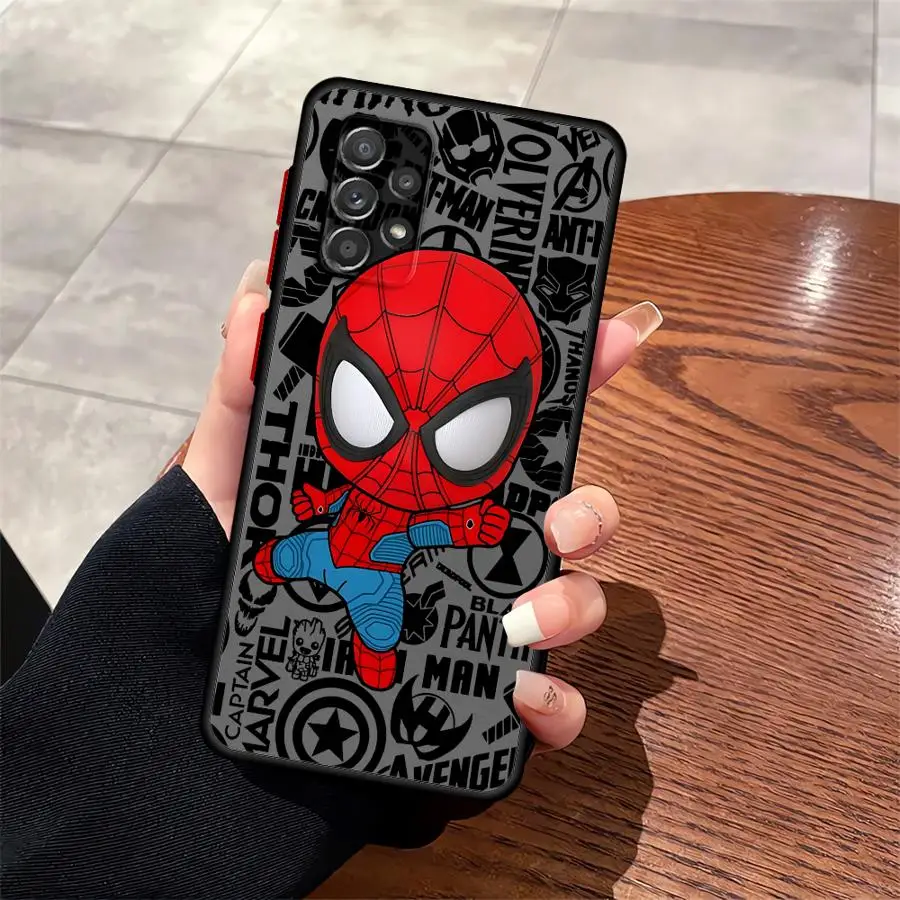 Capa para Samsung Galaxy A16 A15 A17 A52 A53 A34 A36 A73 A33 A35 A14 A23 A56 A55 A54 A52S A72 Capa de Telefone Marvel Homem-Aranha Fofo