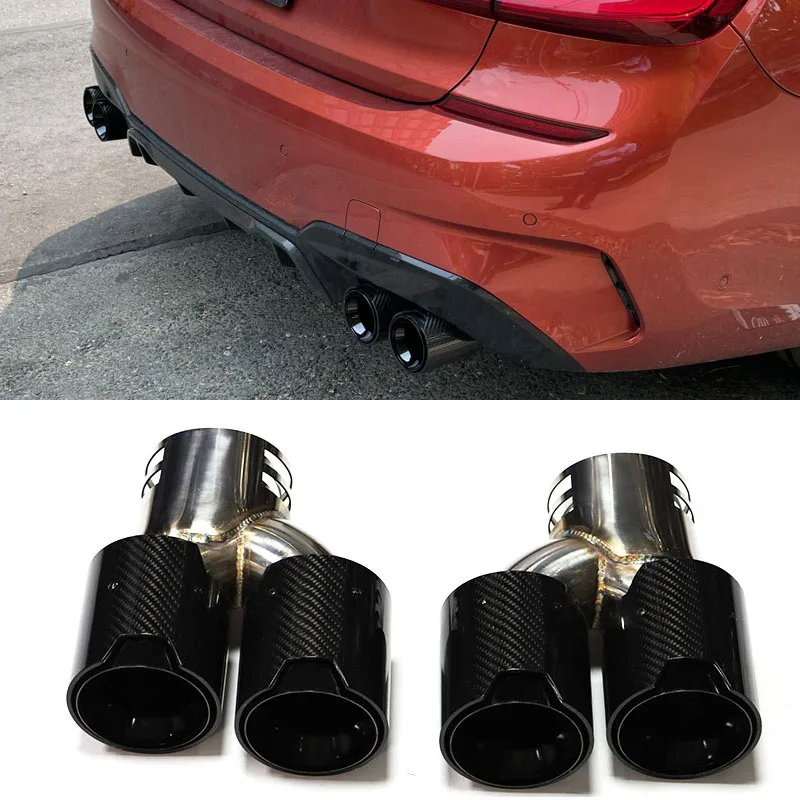 For BMW G20 G21 M340i 2019+ M Performance Exhaust Muffler Exhaust System Upgrade Quad Stainless Steel Carbon Fiber Tips