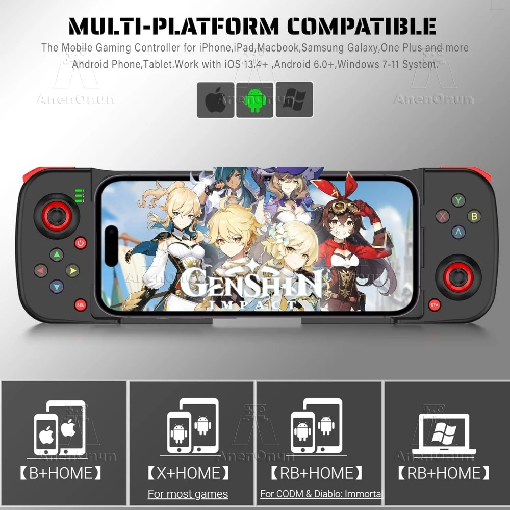 ワイヤレス携帯電話コントローラー,Bluetoothゲームパッド,AndroidおよびiOS用のゲームコントローラー,ジョイスティックとアクセサリー