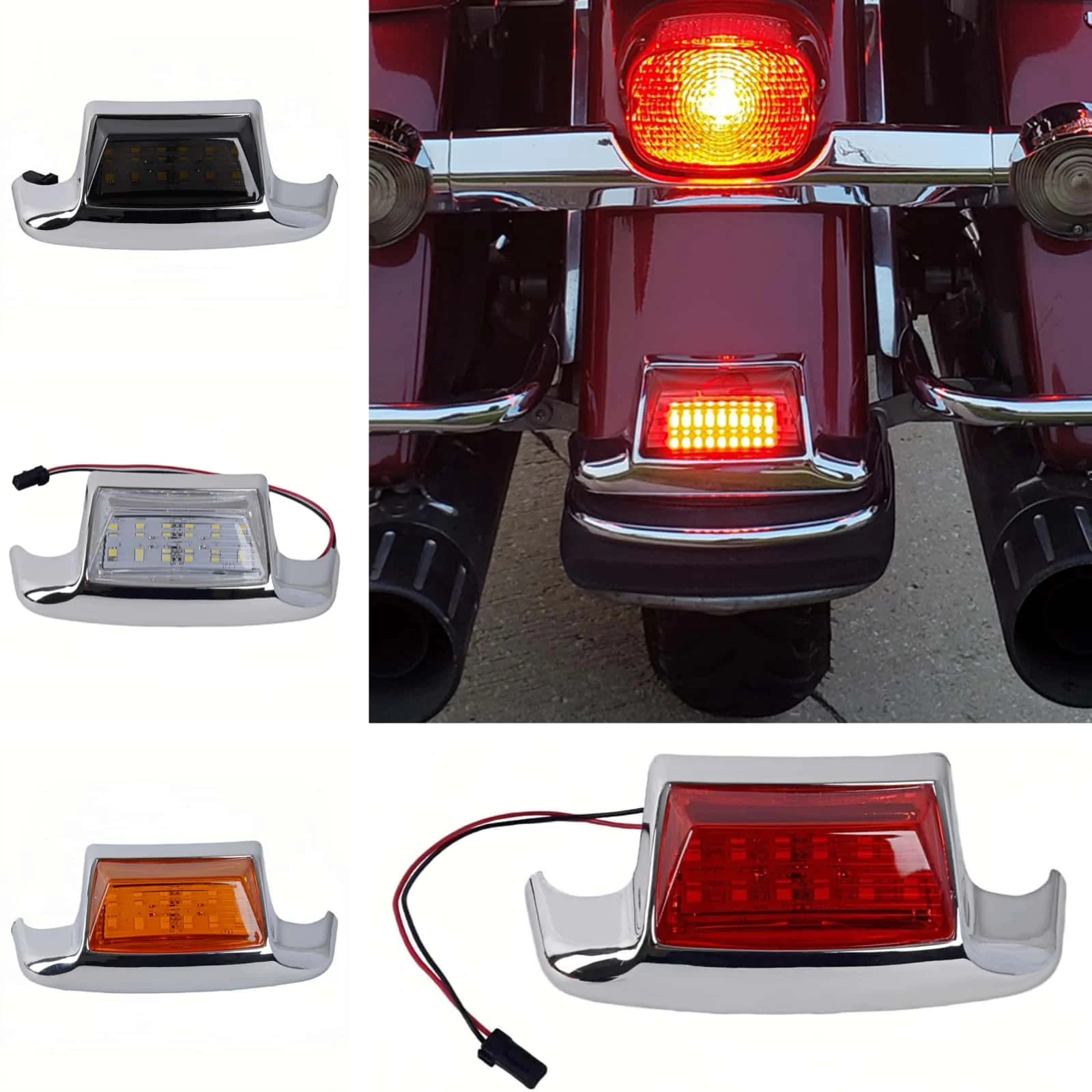 Red/Clear LED Rear Fender Tip Light For Harley Touring Heritage Softail FLSTC 1988-2008 FLSTN 1994-1996 Road King FLHR 1994-2013