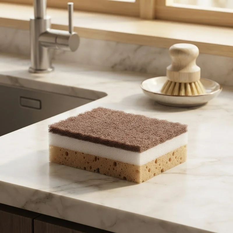 1/2/4pcs 3-Layer Wood Pulp Kitchen Dish Sponge Non-scratch Bowl Pot Scrubber Sponge Household Tableware Washing Cleaning Gadget