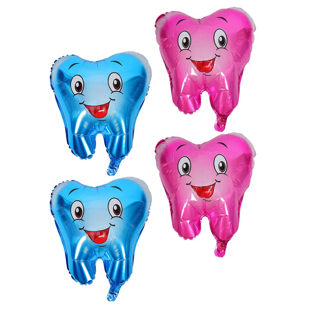 

4pcs Teeth Baby Tooth Foil Balloon Shower Tooth Shaped Party Supplies Clinic Graduation Aluminum Film Balloons Decor
