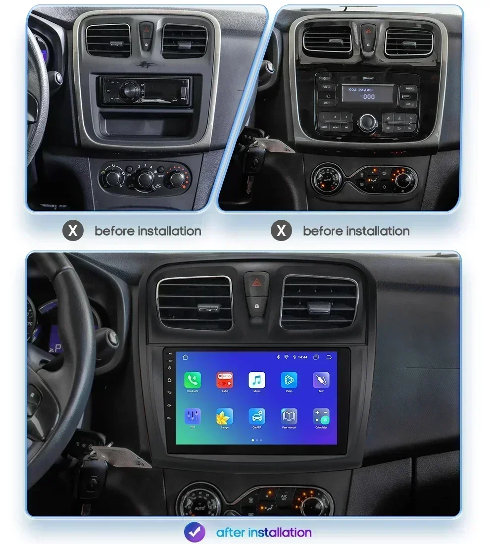 Hizpo Octa Core 7862 For Renault Logan 2 2012-2019 Sandero 2 2014-2019 Android 13 Car Radio CarPlay Android Auto GPS No 2din DVD