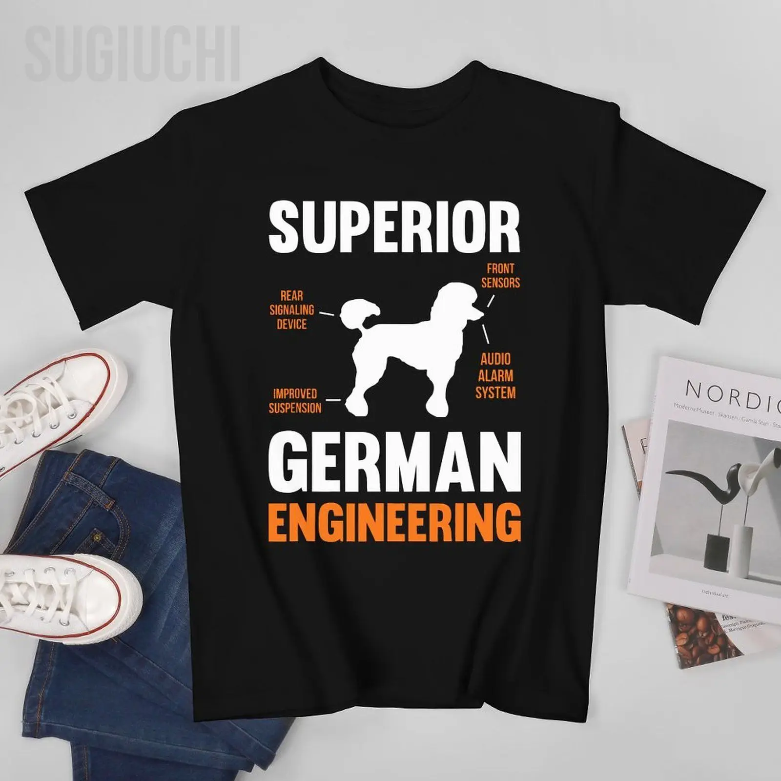 Unisex Men Poodle Dog Gifts Superior German Engineering Tshirt Tees T Shirts Women Boys 100% Cotton T-Shirt