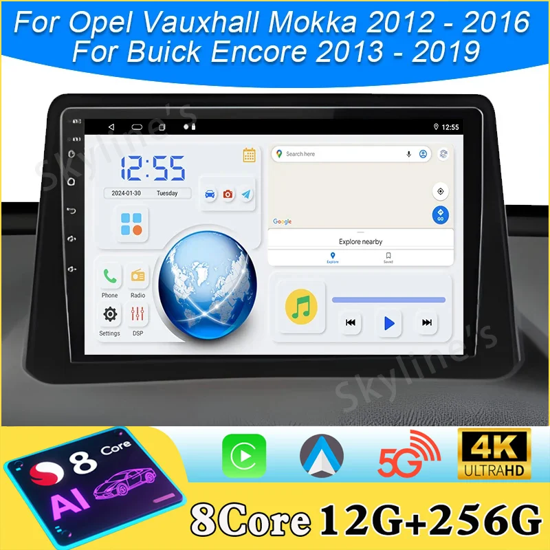 Video Player Android 16 Carplay Auto GPS Navigation For Opel Vauxhall Mokka 2012 - 2016 For Buick Encore 2013 - 2019  Car Radio