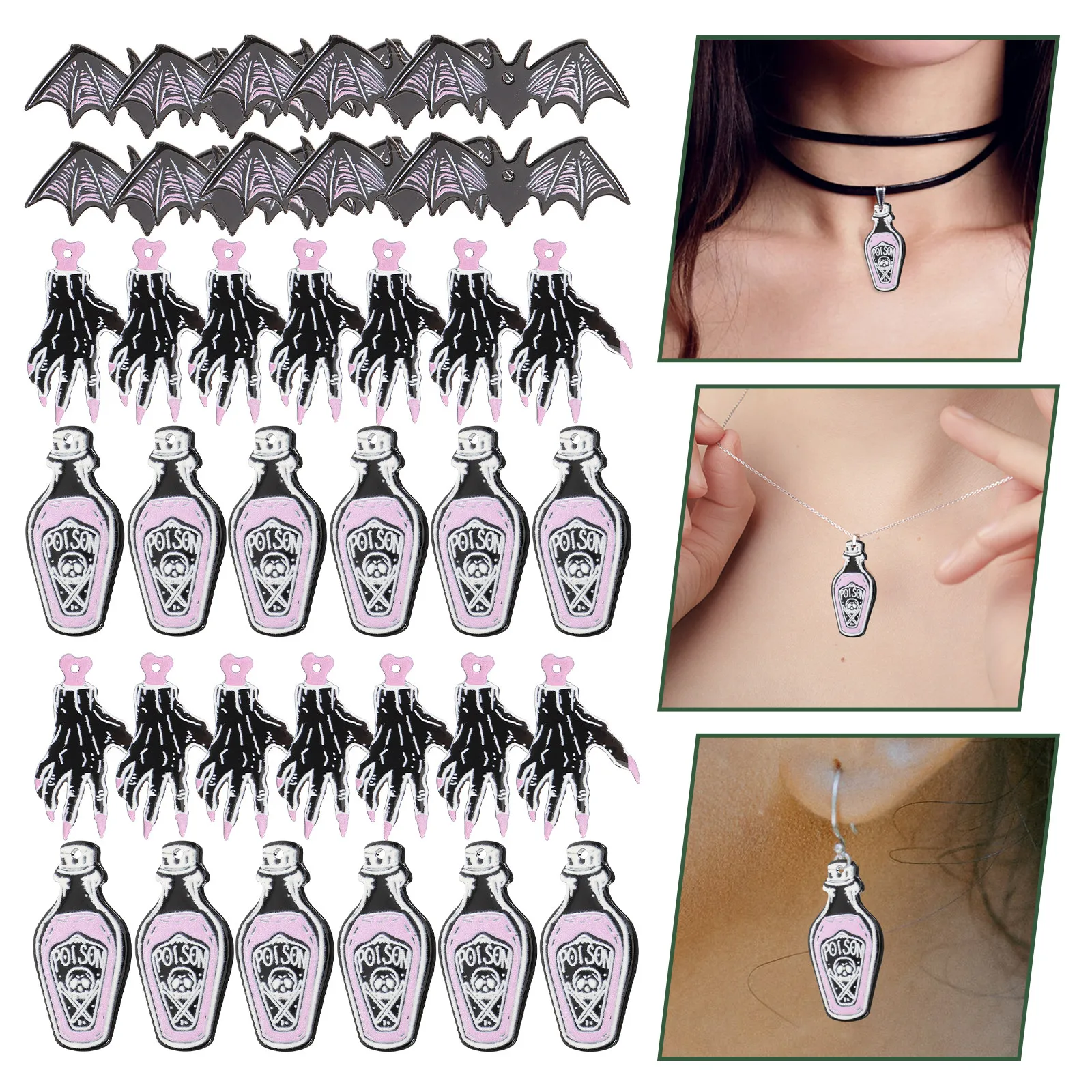 

30 шт. акриловых подвесок в виде черепов и когтей для изготовления украшений на Хэллоуин, для серег, браслетов, ожерелий, аксессуаров