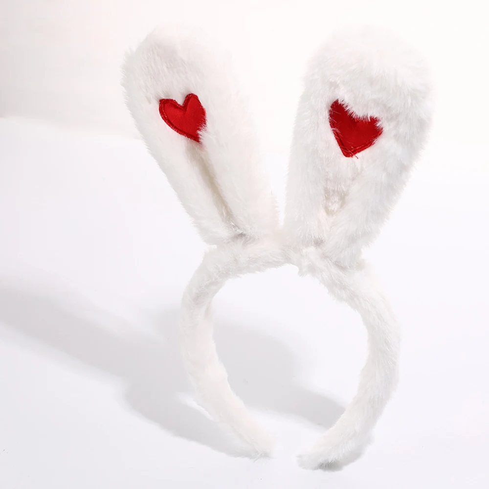 Cartoon Plush Love Heart Rabbit Ears Headband Hair Hoop Cosplay Hair Band Dress Up Headwear Prop 2023 New Year Hair Accessories