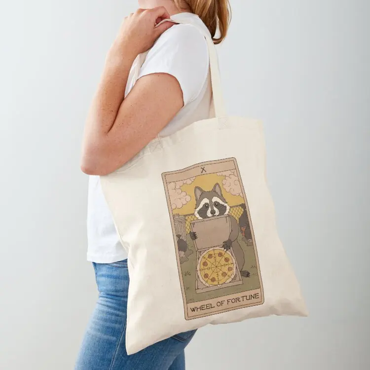 

Wheel of Fortune - Raccoons Tarot Tote Bag Handbags women sacs de shopping Customizable tote bag shopping trolley bag