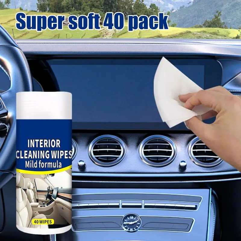 

Car Interior Cleaning Wipes 40 Count Car Interior Cleaner Wipes Non-Greasy Auto Detailing Supplies Versatile Mild Car Interior